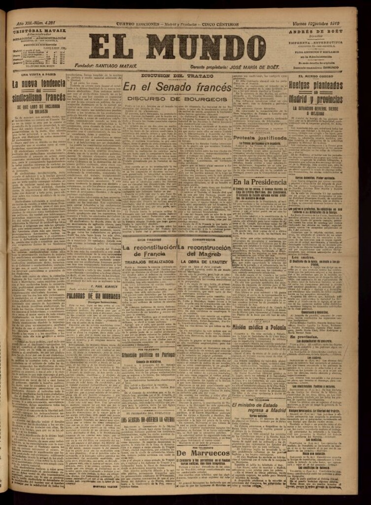 Miniatura de El Mundo del 10 de octubre de 1919