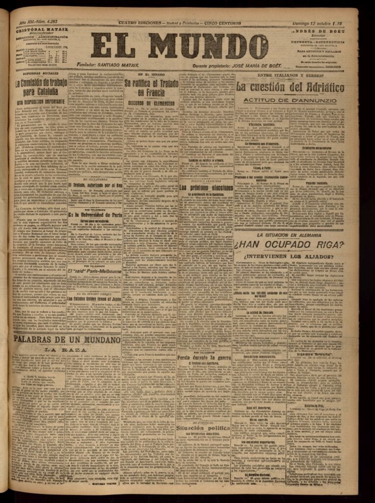 Miniatura de El Mundo del 12 de octubre de 1919