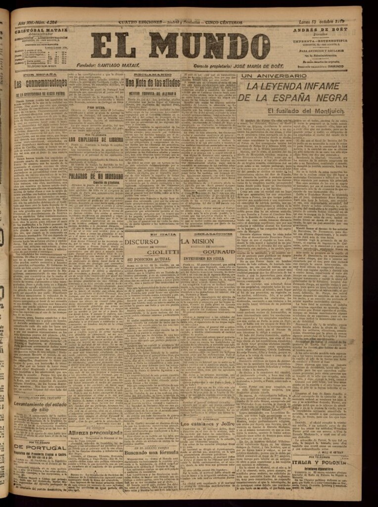 Miniatura de El Mundo del 13 de octubre de 1919