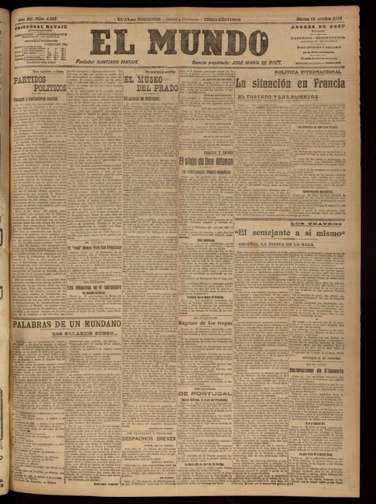 Miniatura de El Mundo del 14 de octubre de 1919