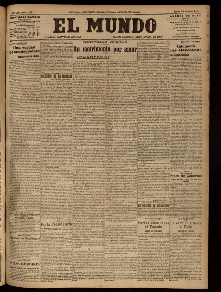 Miniatura de El Mundo del 20 de octubre de 1919