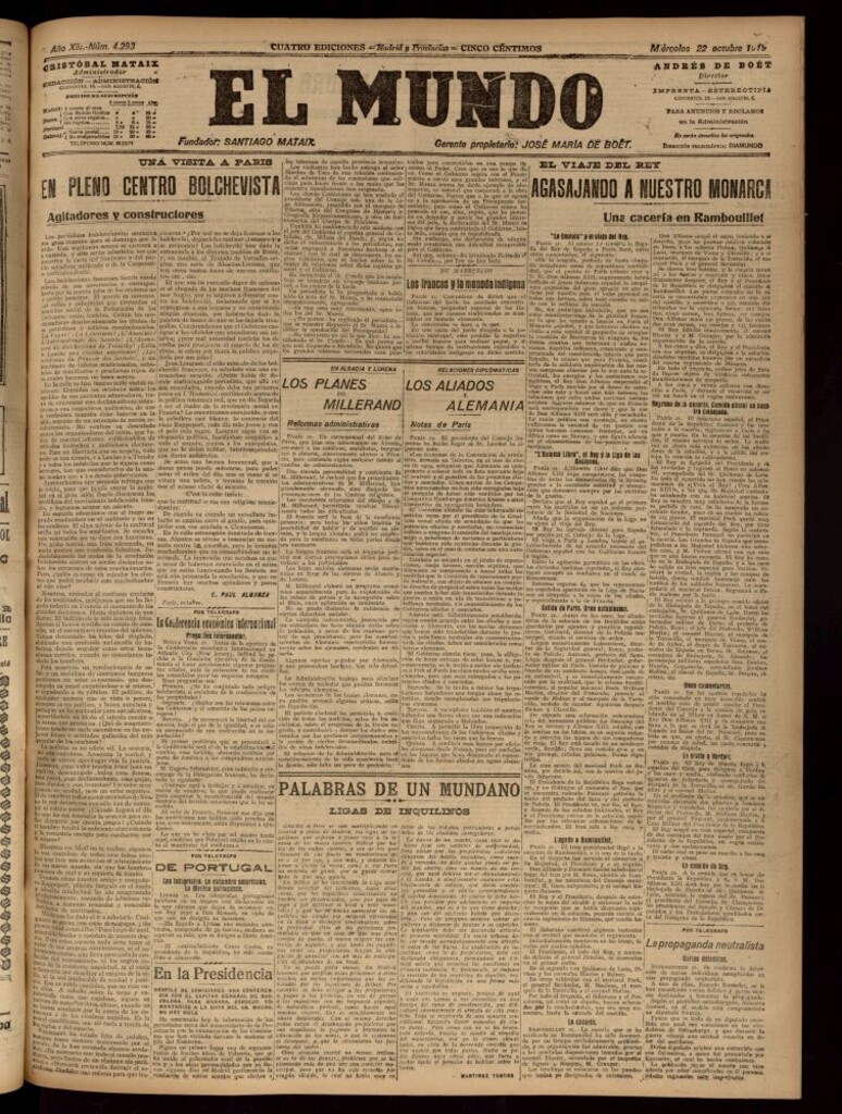 Miniatura de El Mundo del 22 de octubre de 1919