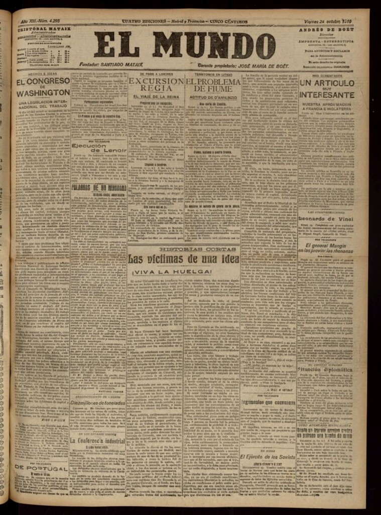 Miniatura de El Mundo del 24 de octubre de 1919