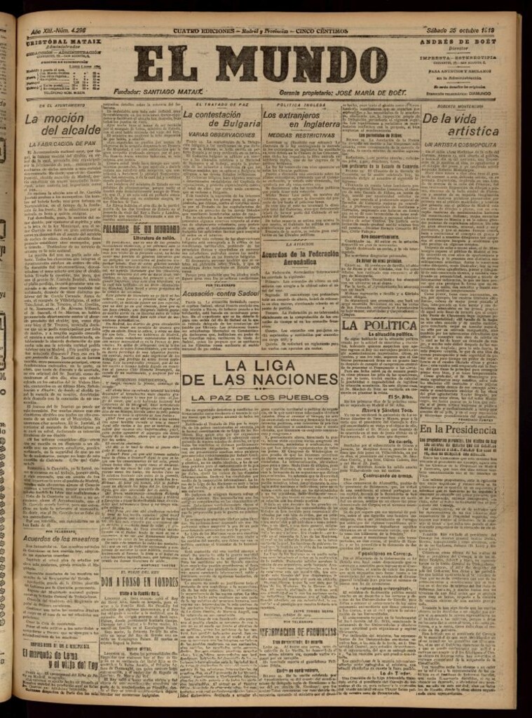 Miniatura de El Mundo del 25 de octubre de 1919