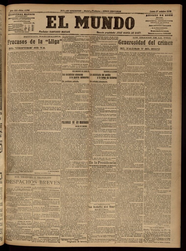 Miniatura de El Mundo del 27 de octubre de 1919