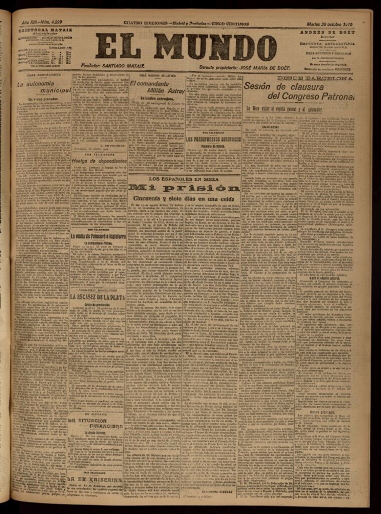 Miniatura de El Mundo del 28 de octubre de 1919