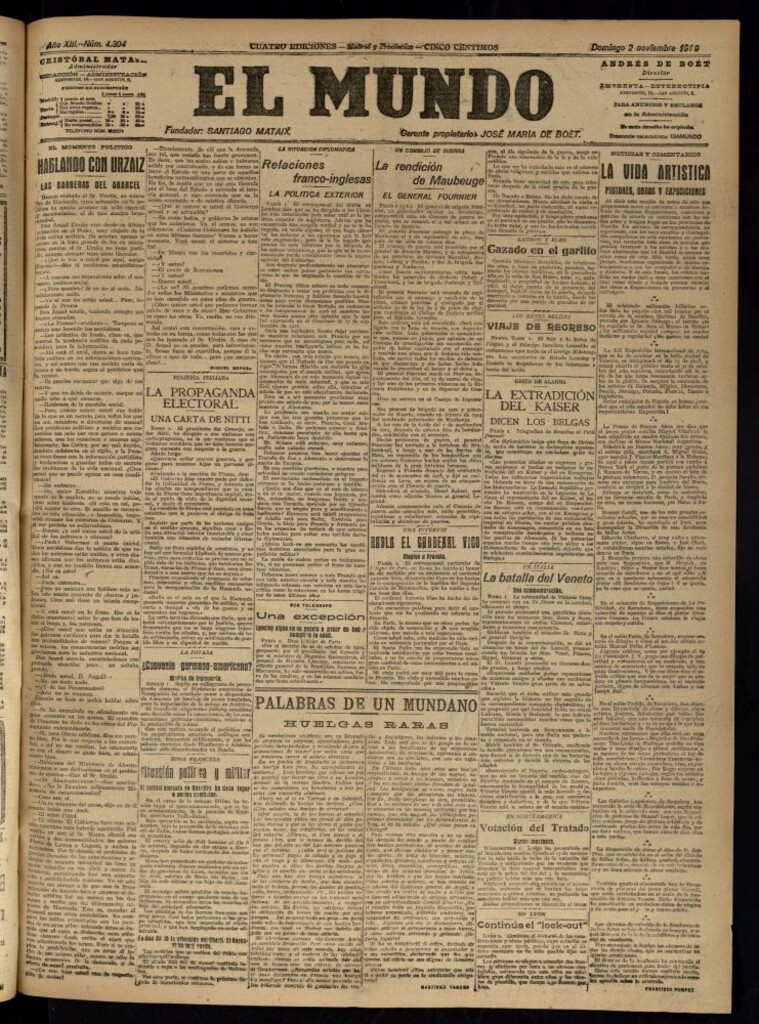 Miniatura de El Mundo del 2 de noviembre de 1919