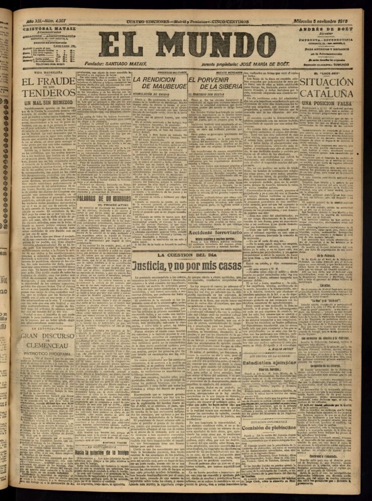 Miniatura de El Mundo del 5 de noviembre de 1919