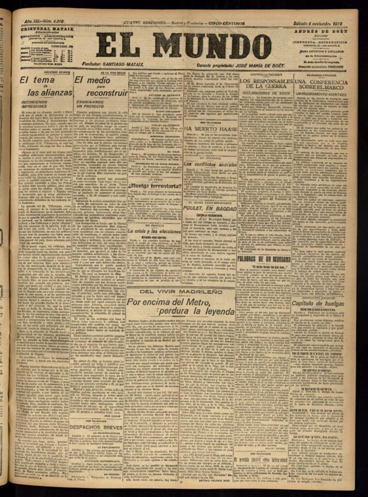 Miniatura de El Mundo del 8 de noviembre de 1919