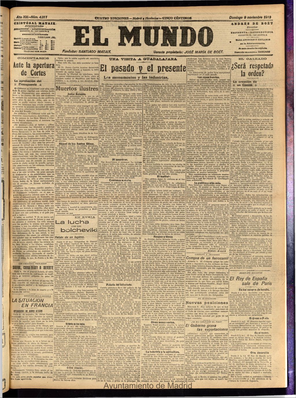 Miniatura de El Mundo del 9 de noviembre de 1919
