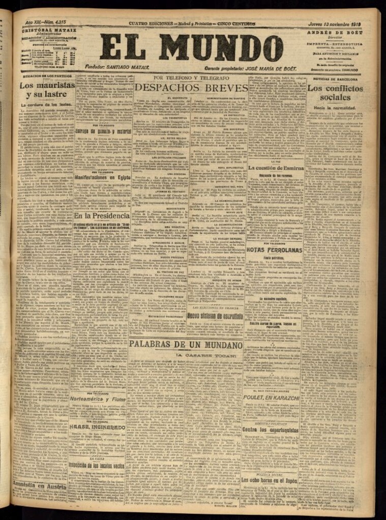 Miniatura de El Mundo del 13 de noviembre de 1919