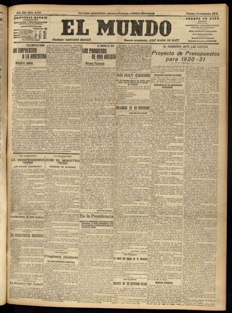 Miniatura de El Mundo del 14 de noviembre de 1919