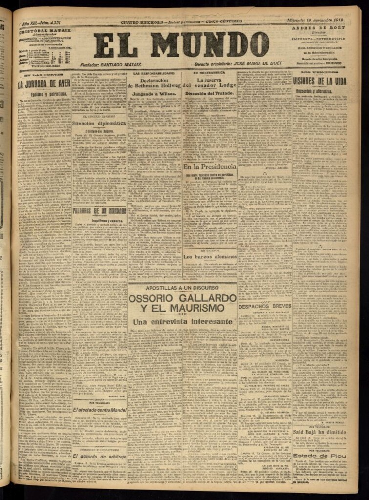 Miniatura de El Mundo del 19 de noviembre de 1919