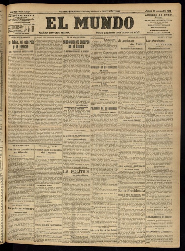 Miniatura de El Mundo del 20 de noviembre de 1919
