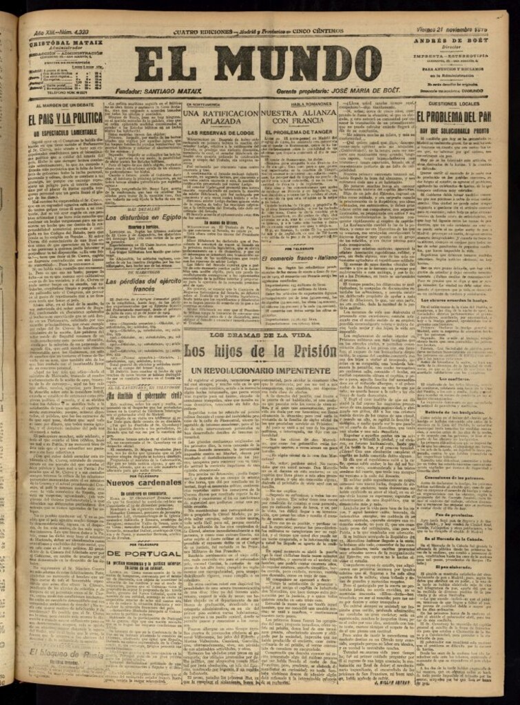 Miniatura de El Mundo del 21 de noviembre de 1919