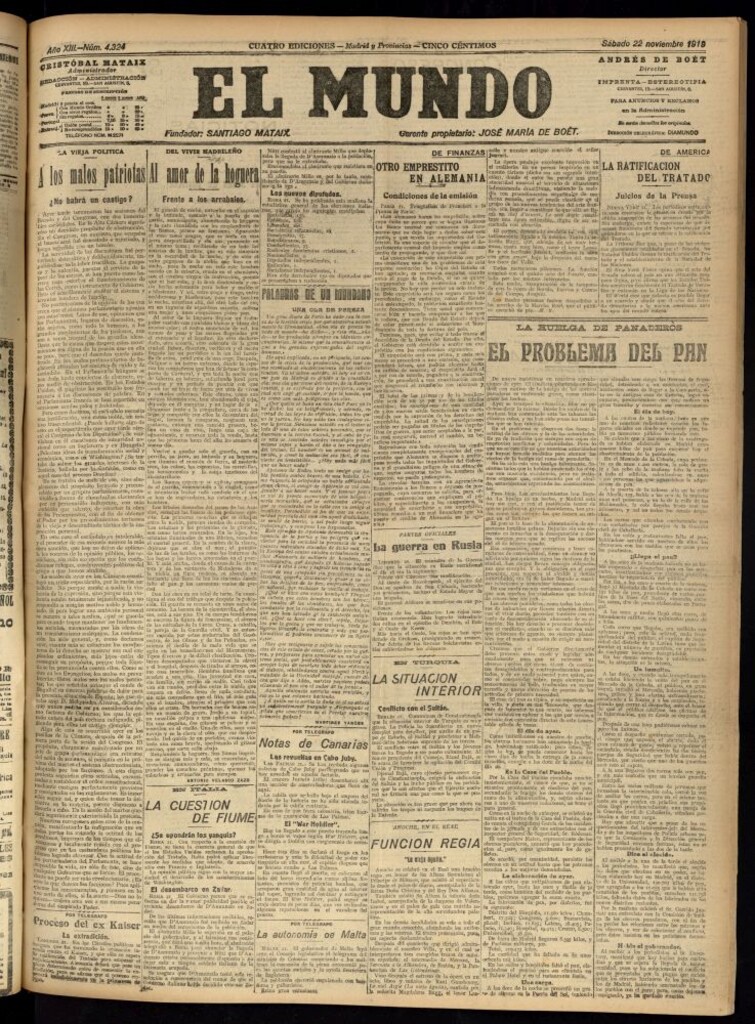 Miniatura de El Mundo del 22 de noviembre de 1919