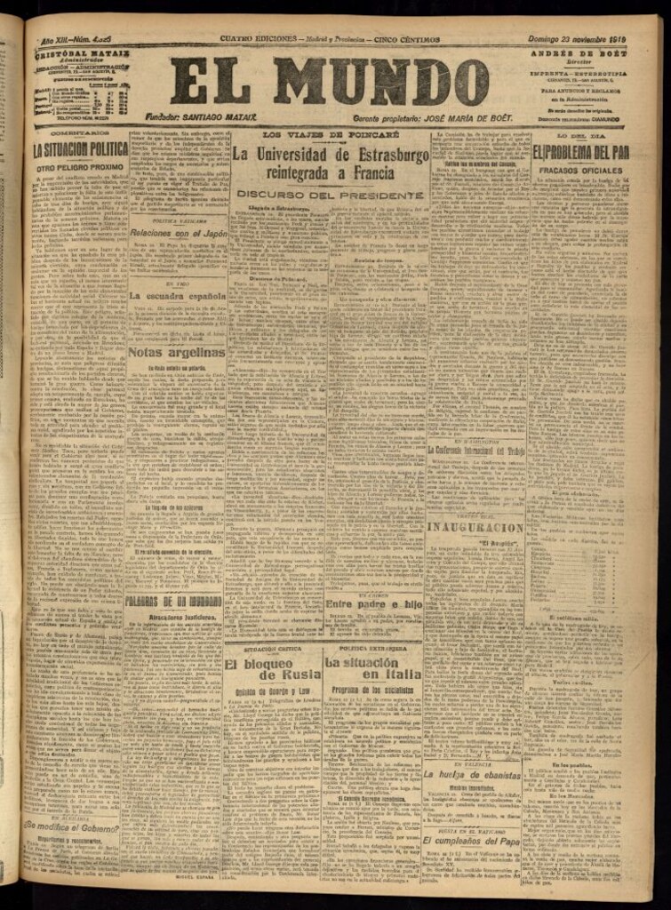 Miniatura de El Mundo del 23 de noviembre de 1919