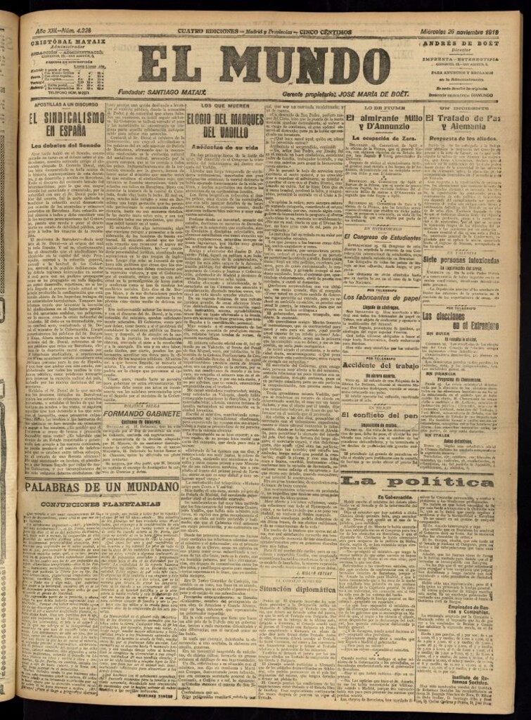 Miniatura de El Mundo del 26 de noviembre de 1919