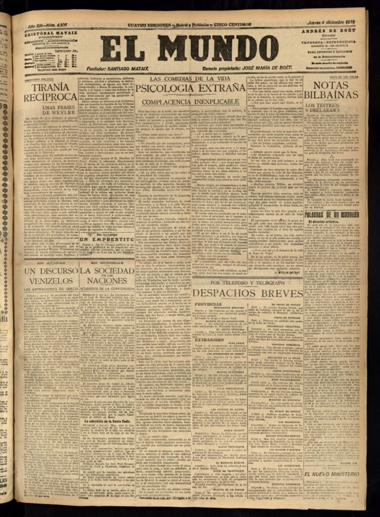 Miniatura de El Mundo del 4 de diciembre de 1919