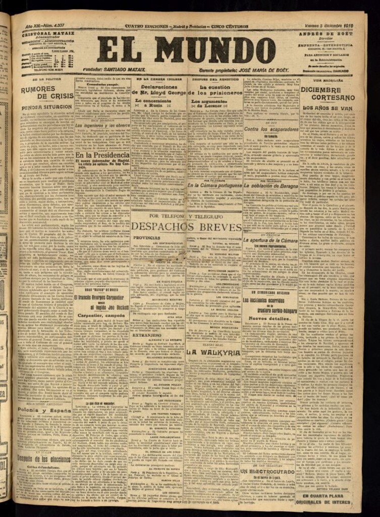 Miniatura de El Mundo del 5 de diciembre de 1919