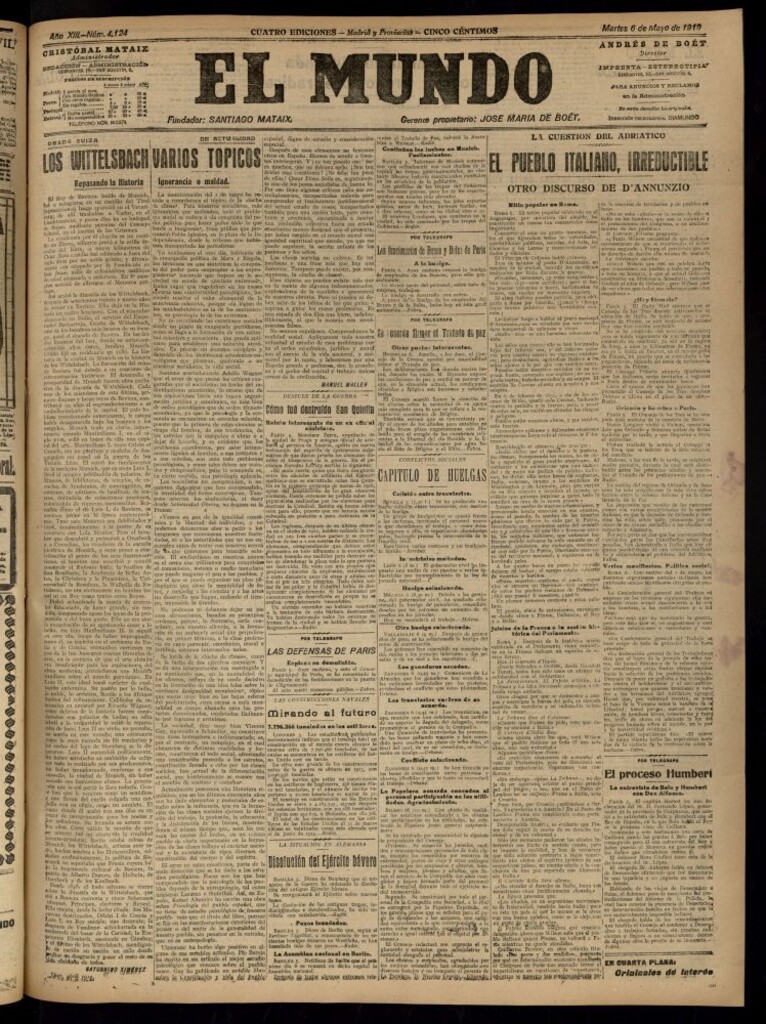 Miniatura de El Mundo del 6 de mayo de 1919 (edición de provincias)