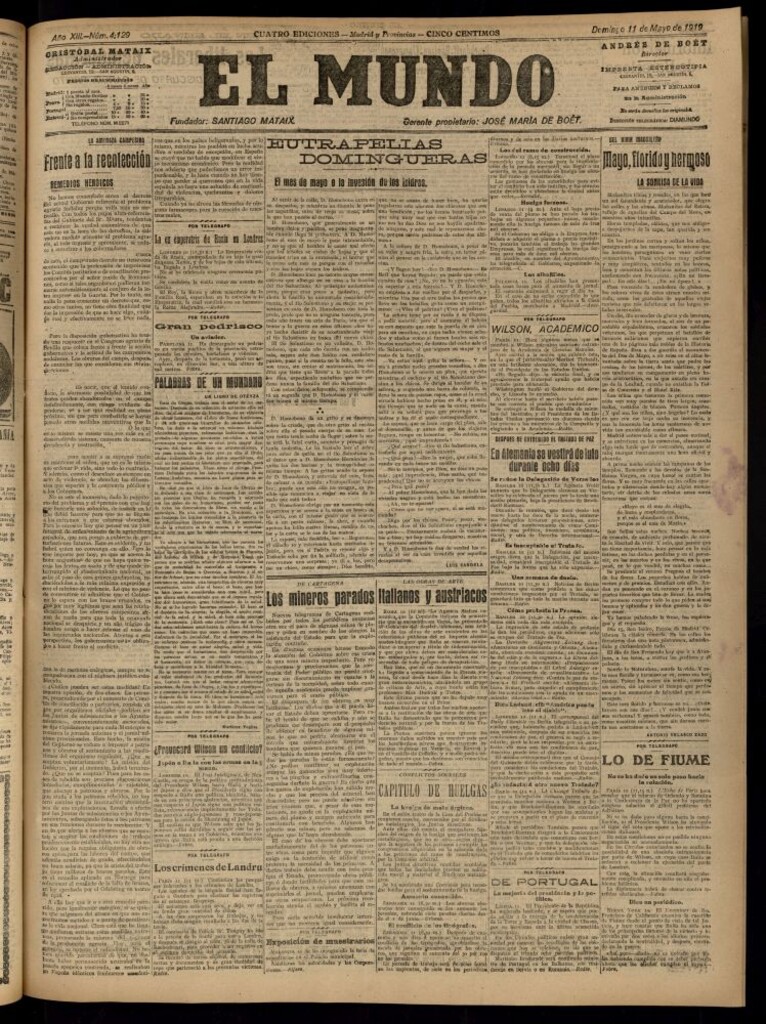 Miniatura de El Mundo del 11 de mayo de 1919 (edición de provincias)