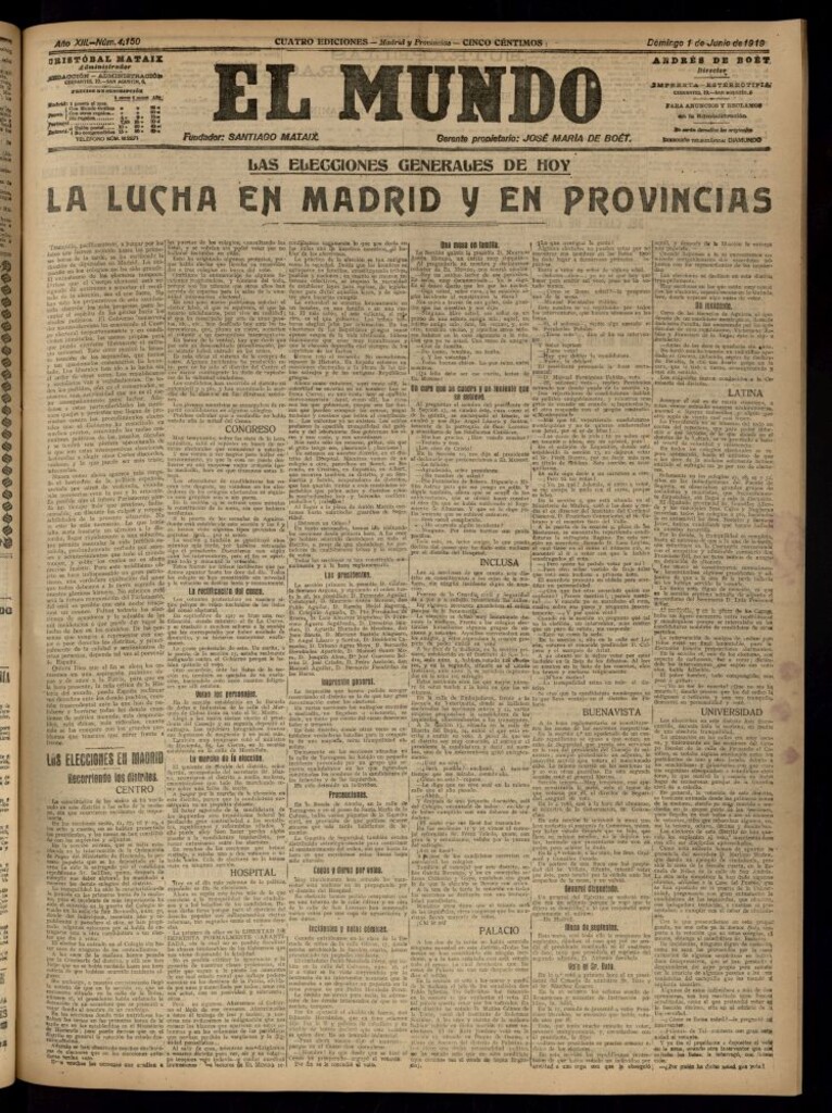 Miniatura de El Mundo del 1 de junio de 1919 (edición de provincias)