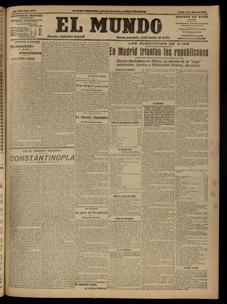 Miniatura de El Mundo del 2 de junio de 1919 (edición de provincias)