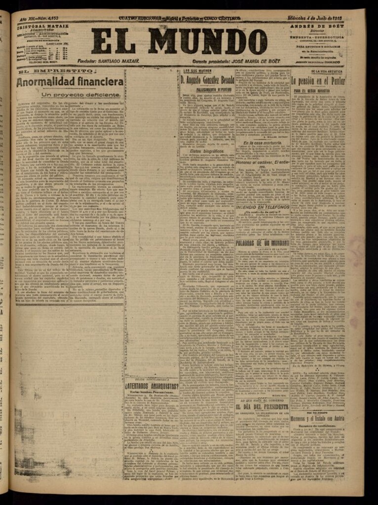 Miniatura de El Mundo del 4 de junio de 1919 (edición de provincias)
