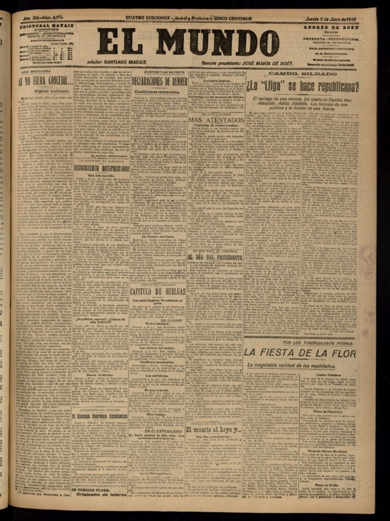 Miniatura de El Mundo del 5 de junio de 1919 (edición de provincias)