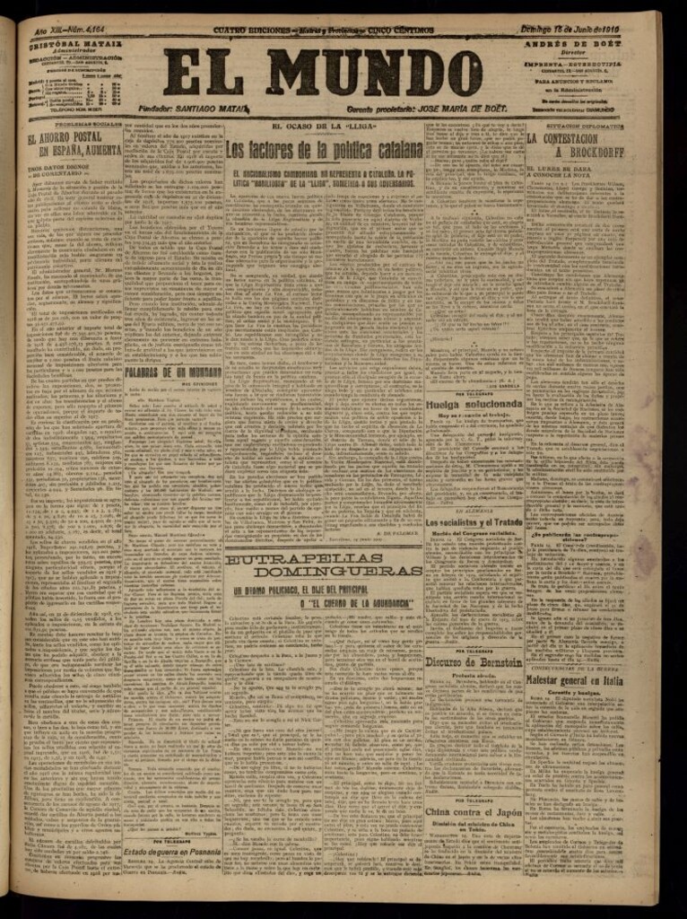 Miniatura de El Mundo del 15 de junio de 1919 (edición de provincias)