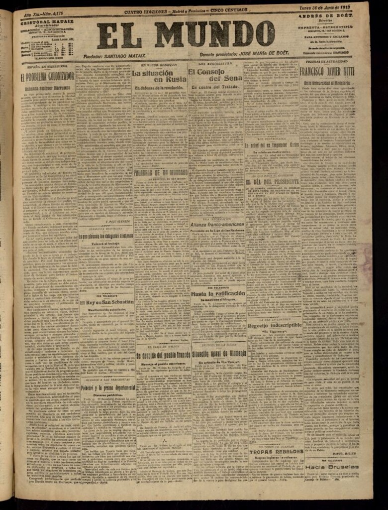 Miniatura de El Mundo del 30 de junio de 1919 (edición de provincias)