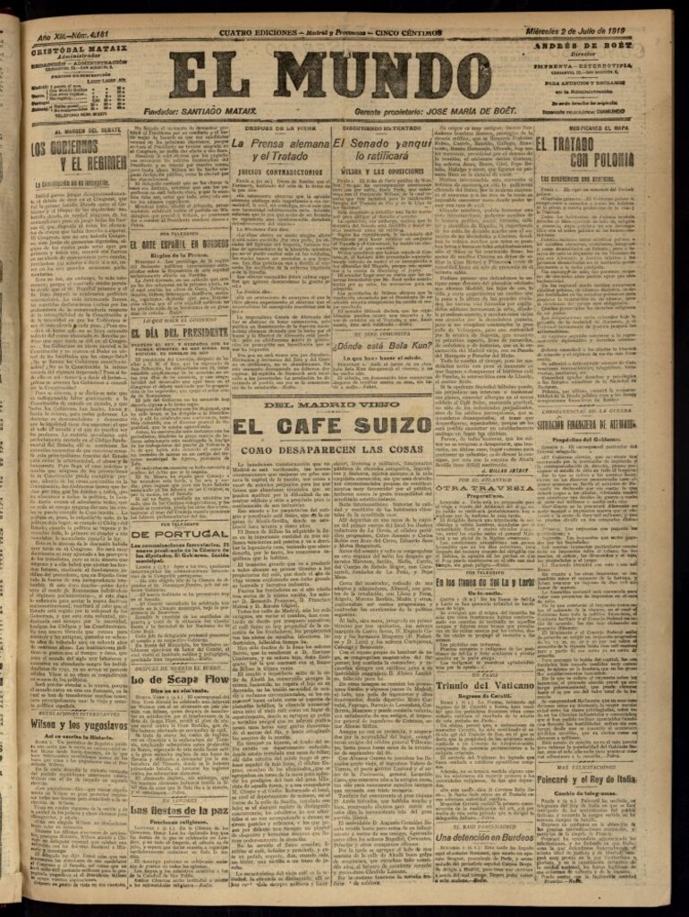 Miniatura de El Mundo del 2 de julio de 1919 (edición de provincias)