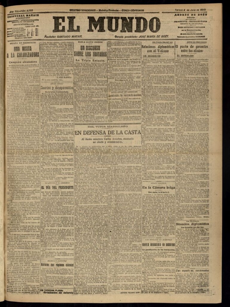 Miniatura de El Mundo del 4 de julio de 1919 (edición de provincias)