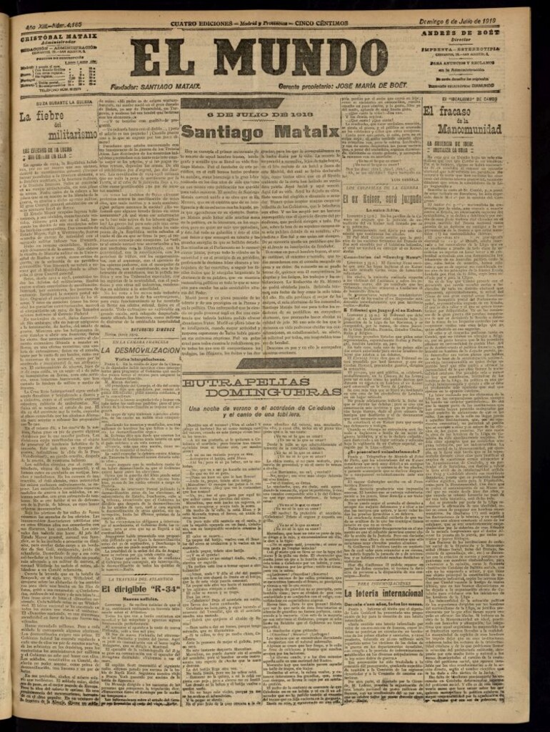 Miniatura de El Mundo del 6 de julio de 1919 (edición de provincias)