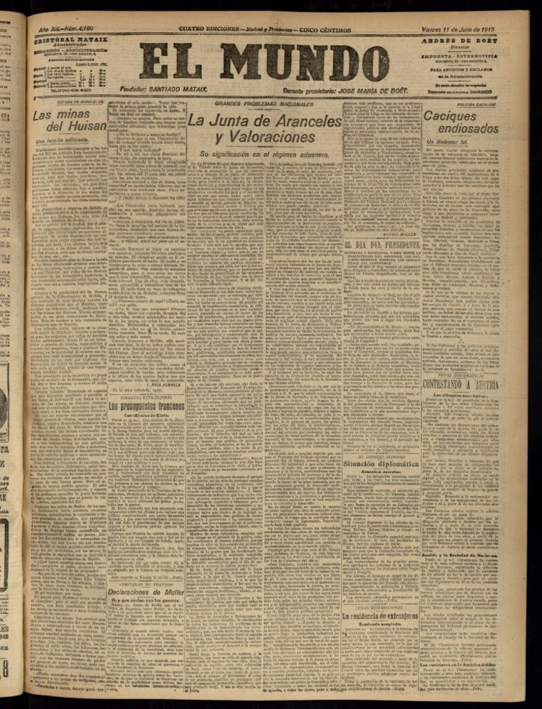 Miniatura de El Mundo del 11 de julio de 1919 (edición de provincias)