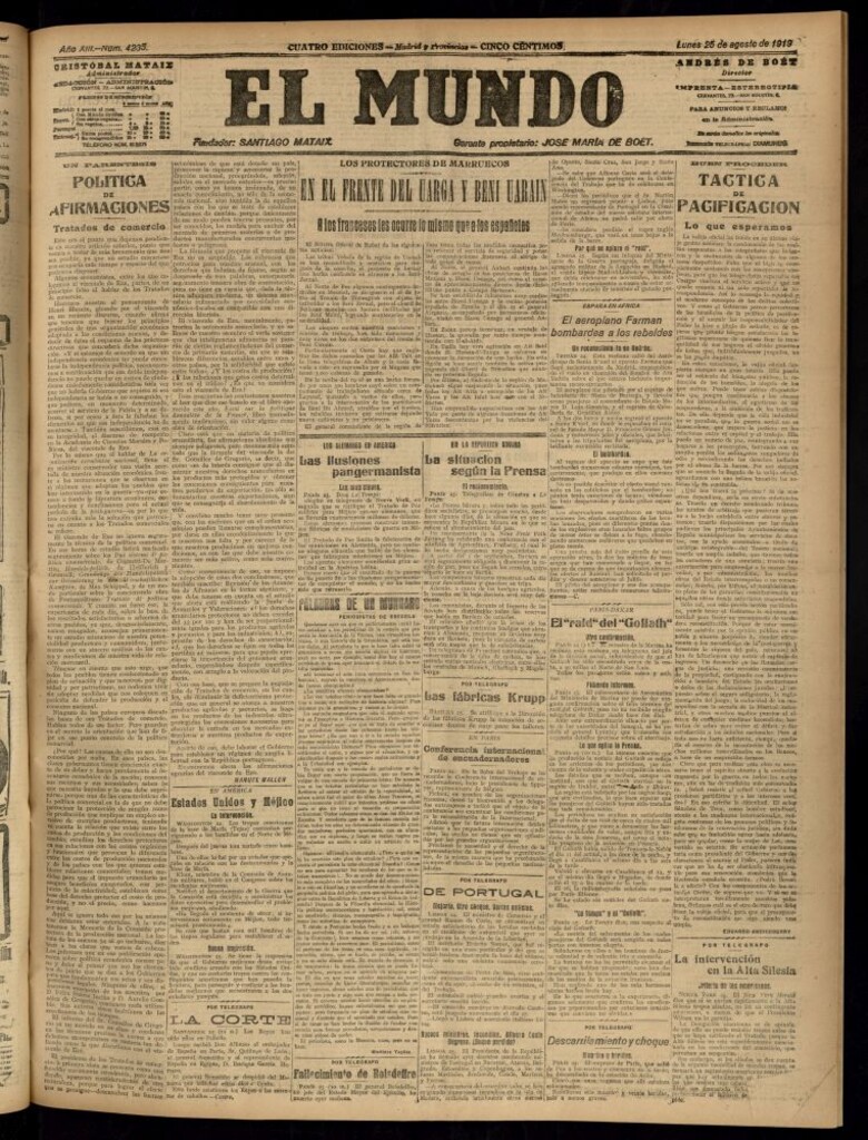 Miniatura de El Mundo del 25 de agosto de 1919 (edición de provincias)