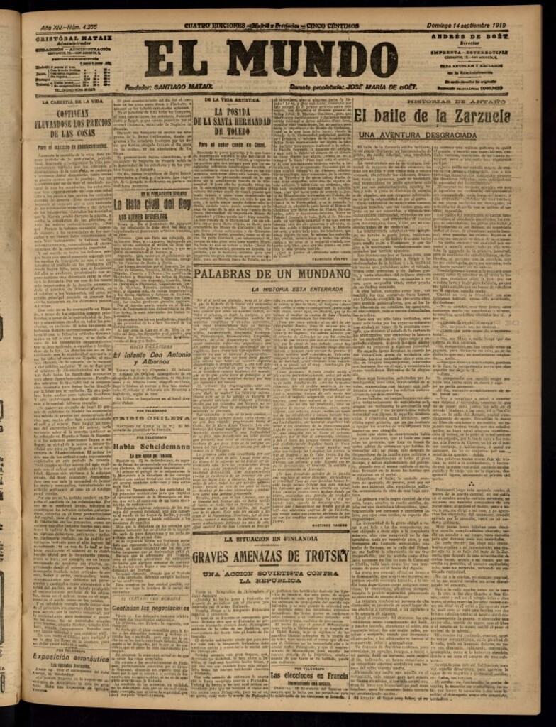 Miniatura de El Mundo del 14 de septiembre de 1919 (edición de provincias)