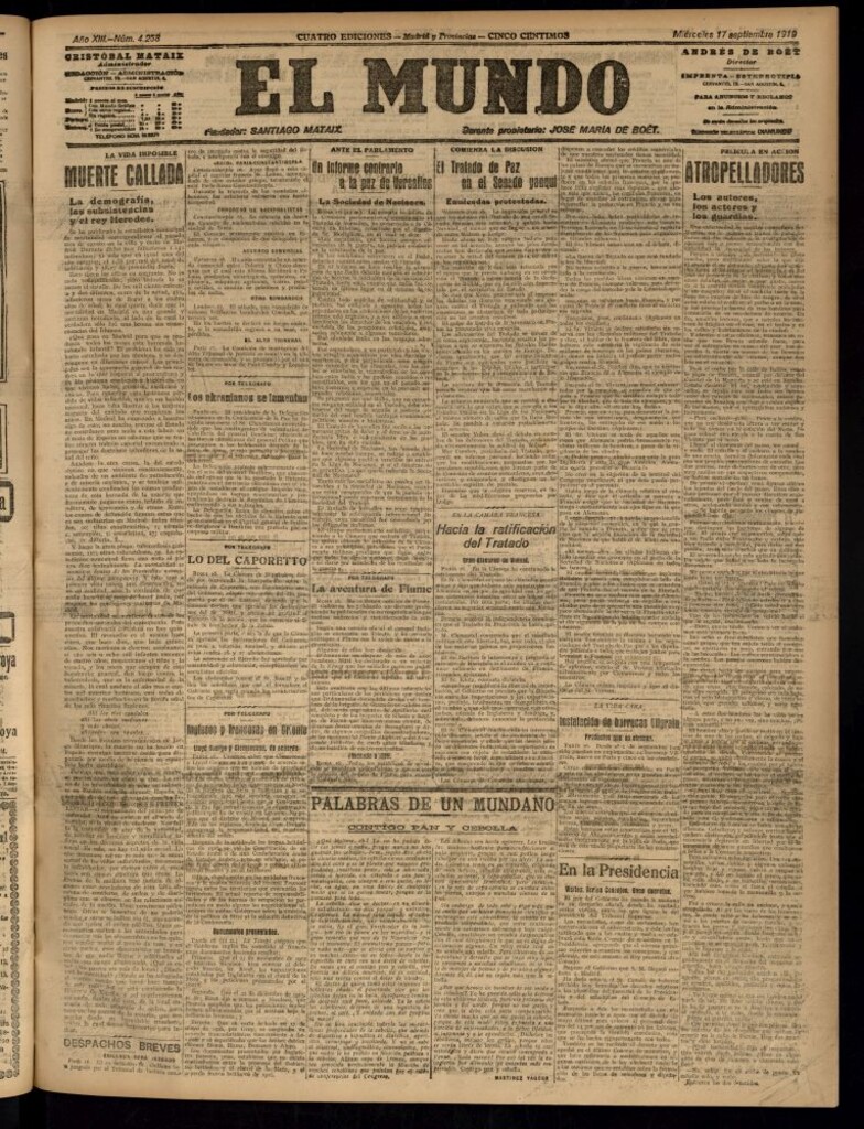 Miniatura de El Mundo del 17 de septiembre de 1919 (edición de provincias)