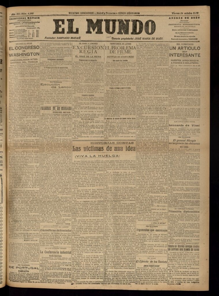 Miniatura de El Mundo del 24 de octubre de 1919 (edición de provincias)