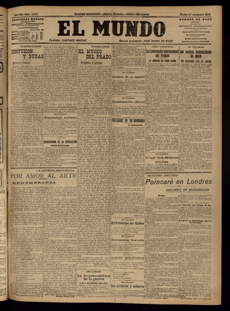 Miniatura de El Mundo del 11 de noviembre de 1919 (edición de provincias)