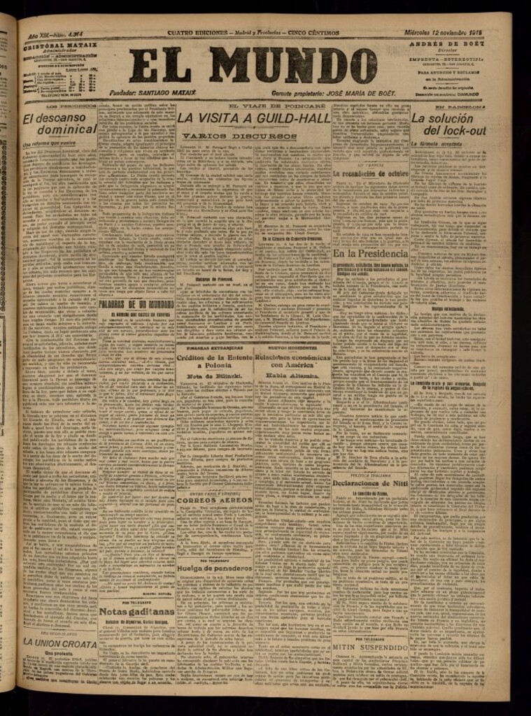 Miniatura de El Mundo del 12 de noviembre de 1919 (edición de provincias)