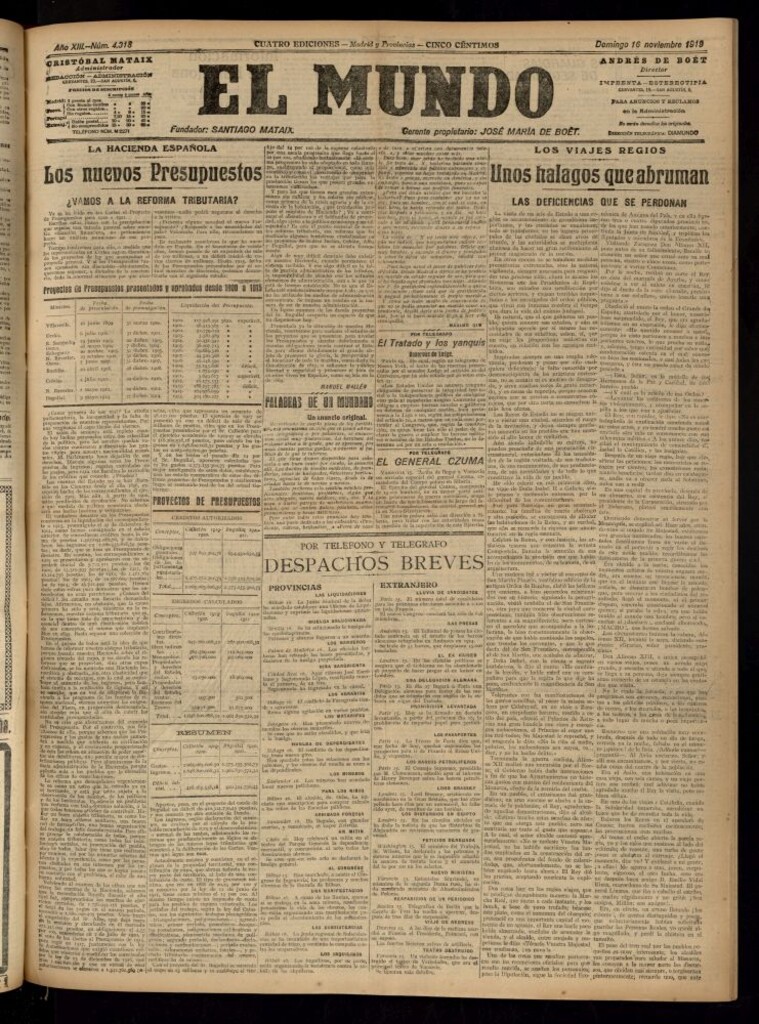 Miniatura de El Mundo del 16 de noviembre de 1919 (edición de provincias)
