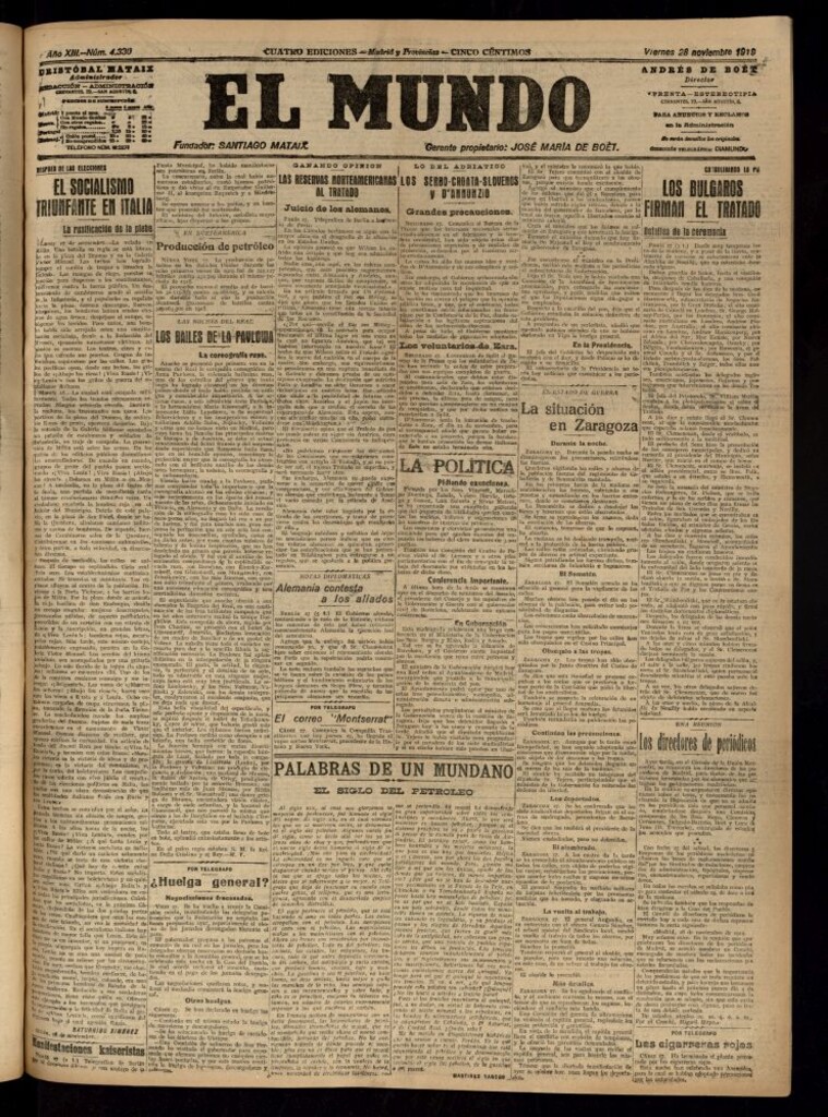 Miniatura de El Mundo del 28 de noviembre de 1919 (edición de provincias)