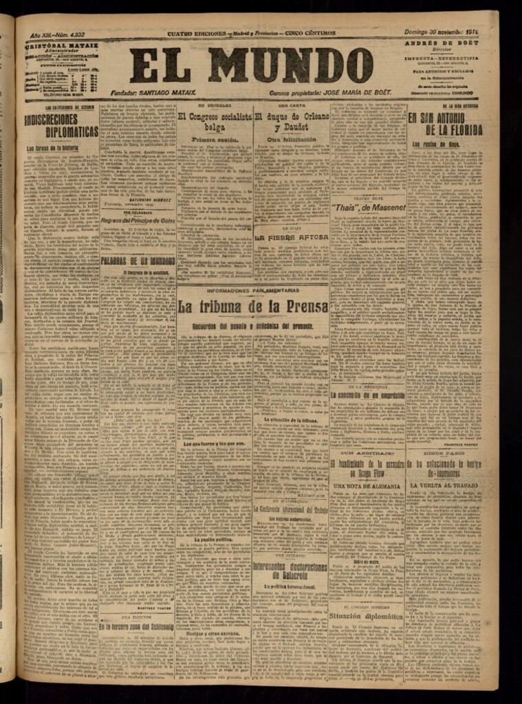 Miniatura de El Mundo del 30 de noviembre de 1919 (edición de provincias)