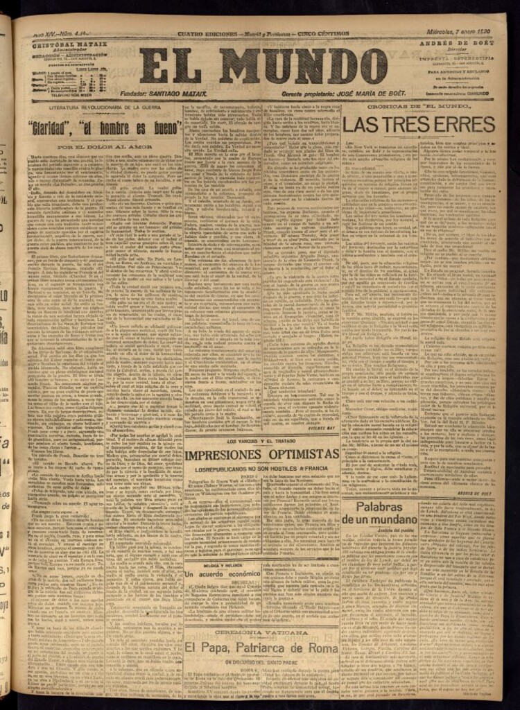 Miniatura de El Mundo del 7 de enero de 1920