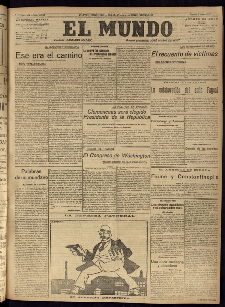Miniatura de El Mundo del 8 de enero de 1920