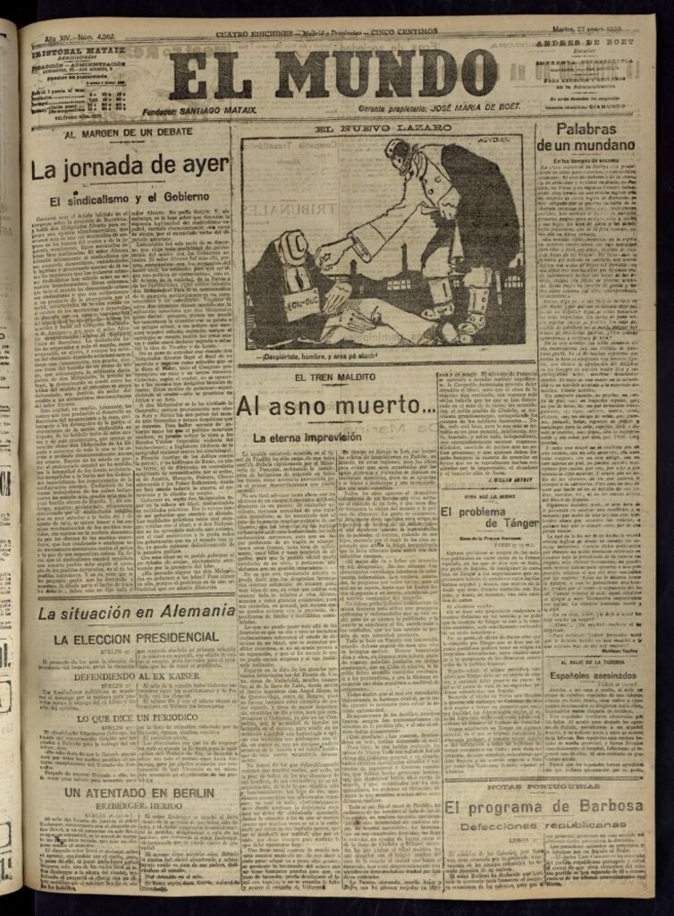 Miniatura de El Mundo del 27 de enero de 1920
