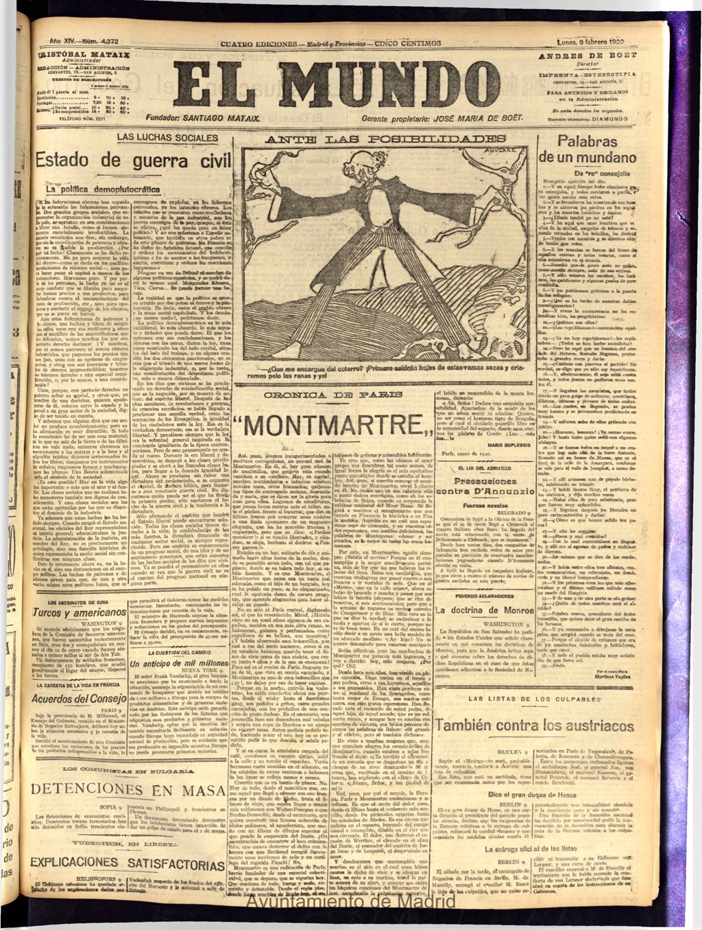 Miniatura de El Mundo del 9 de febrero de 1920