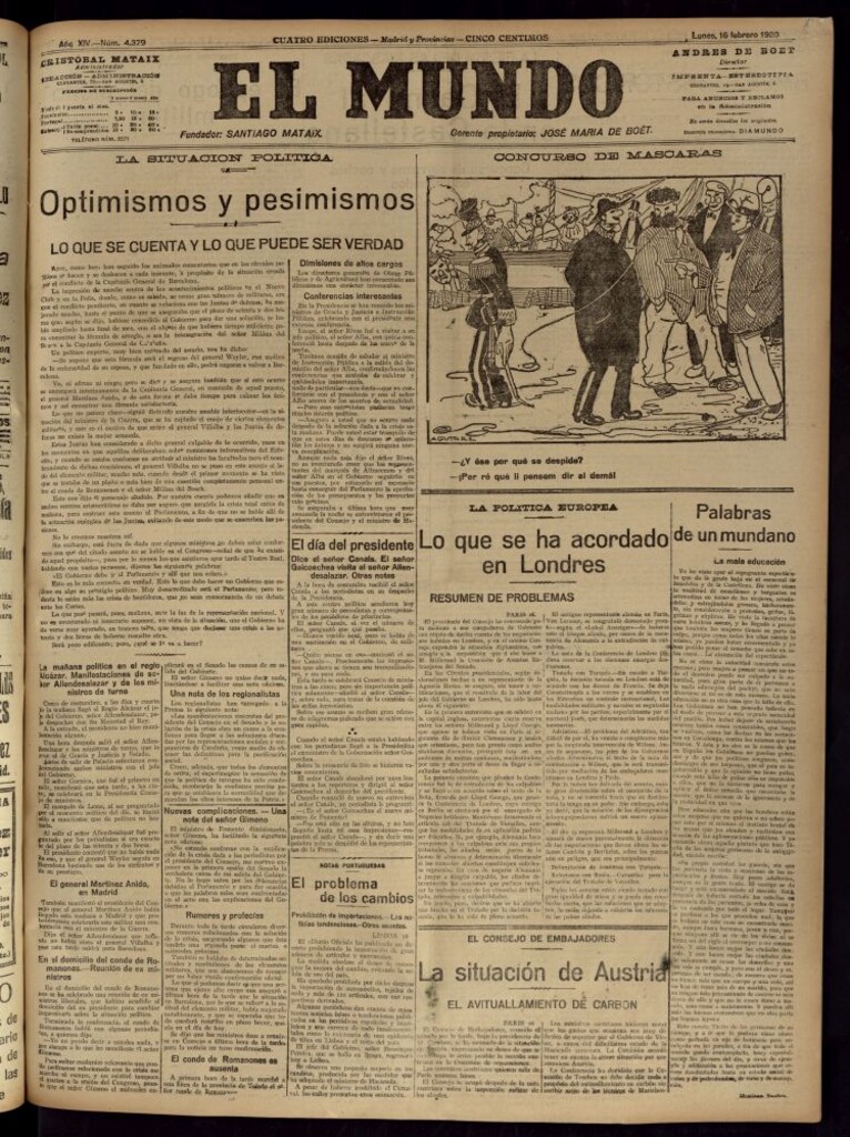 Miniatura de El Mundo del 16 de febrero de 1920